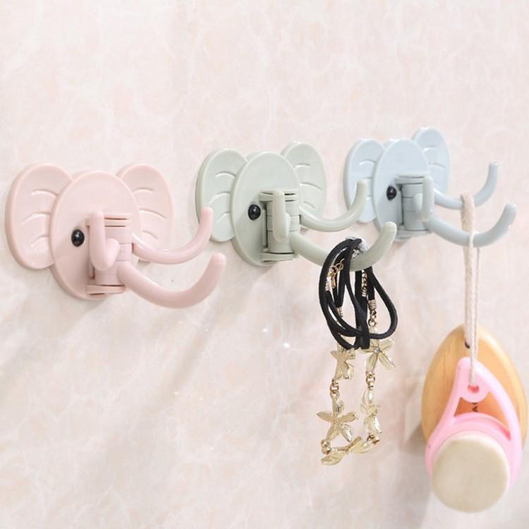 Móc Dán Tường Hình Voi Siêu Chắc Chắn, móc dính 3 nhánh đa năng