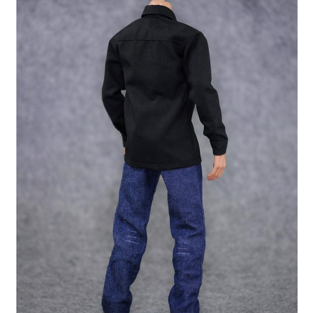 1/6 Đen Tay Dài Quần Jean Quần Áo Dành Cho 12 Nhân Vật Hành Động