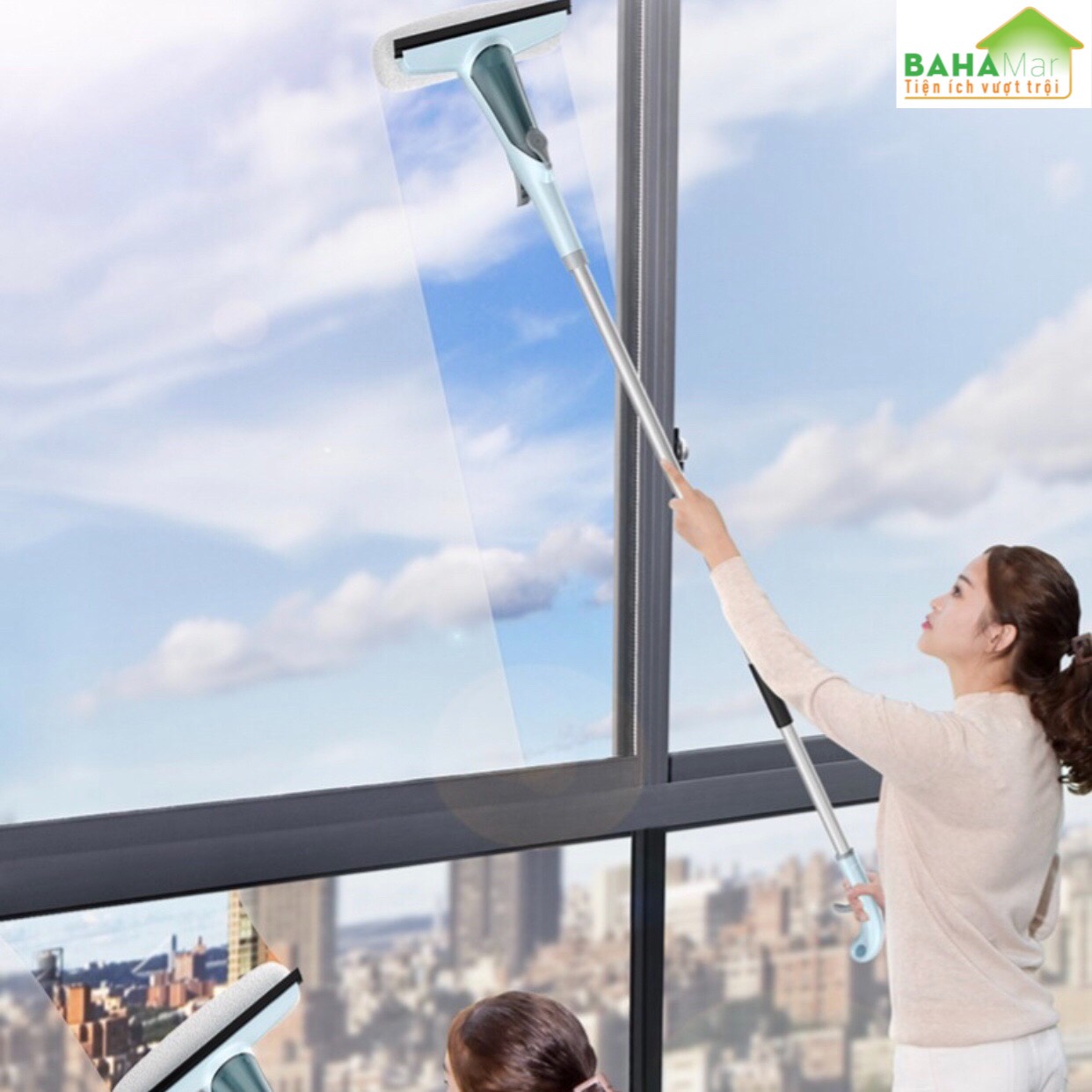 CÂY LAU - GẠT KÍNH ĐA NĂNG TỰ ĐỘNG PHUN XỊT NƯỚC "BAHAMAR" Đơn giản hóa việc LAU KÍNH từ kính cửa, vách kính... và giảm tối đa thời gian dùng cho việc vệ sinh kính.