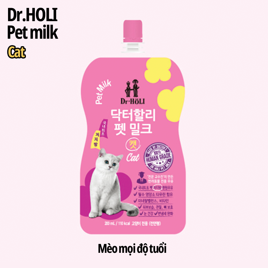 SỮA TƯƠI DINH DƯỠNG DÀNH CHO MÈO DR.HOLI PET MILK CAT 200ML