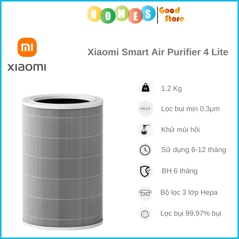 Lõi Lọc Không Khí Xiaomi Air Purifier 4 Lite, 3 Lớp Lọc Hepa, Khử Mùi - Hàng Chính Hãng