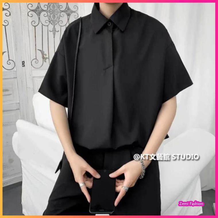 Áo Sơ Mi Nam Polo Hàn Quốc Màu Đen