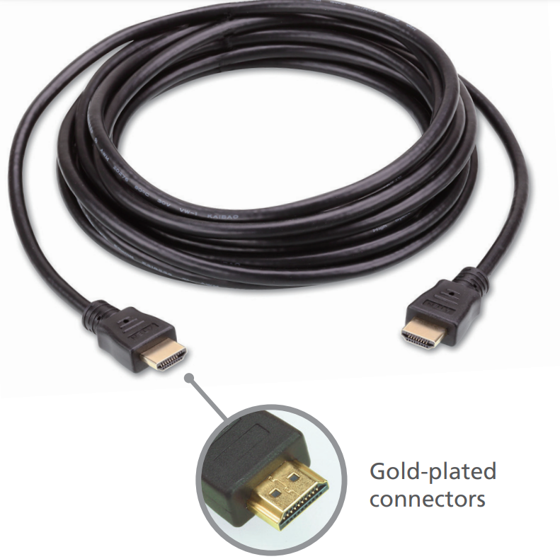 Dây cáp HDMI 5m Cao cấp 4K Aten 2L-7D05H Hỗ trợ 4K, 3D, Ethernet. 2 đầu mạ vàng, chất liệu đồng cao cấp có vỏ bọc chống nhiễu, vỏ PVC chống cháy UL VW-1, 30AWG, tiêu chuẩn EU RoHS – Hàng Chính hãng