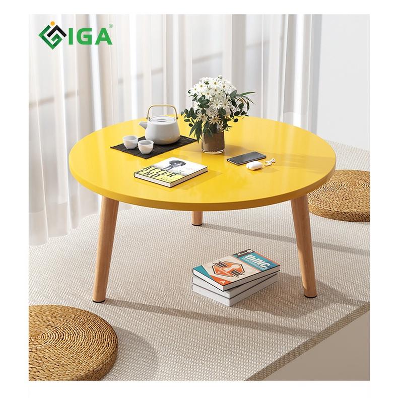 Bàn trà sofa ngồi bệt chân gỗ sồi tự nhiên có 2 màu lựa chọn (Trắng - Vàng) - gp74