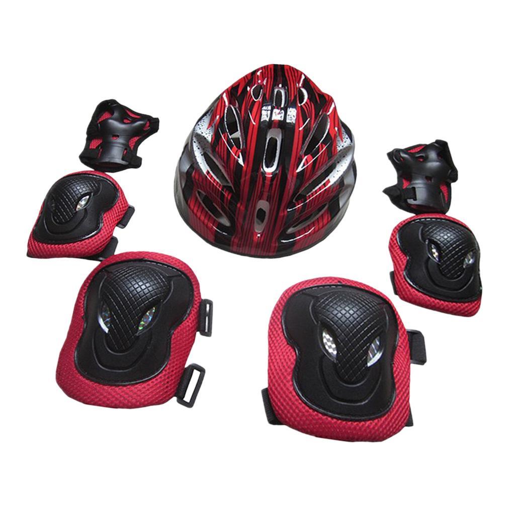 2 Set Outdoor Sports Protective Gear Set, Helmet and Pads of Wrist, Elbow, Knee for Multi-Sport. 7pcs/set for Kids Youth Adults