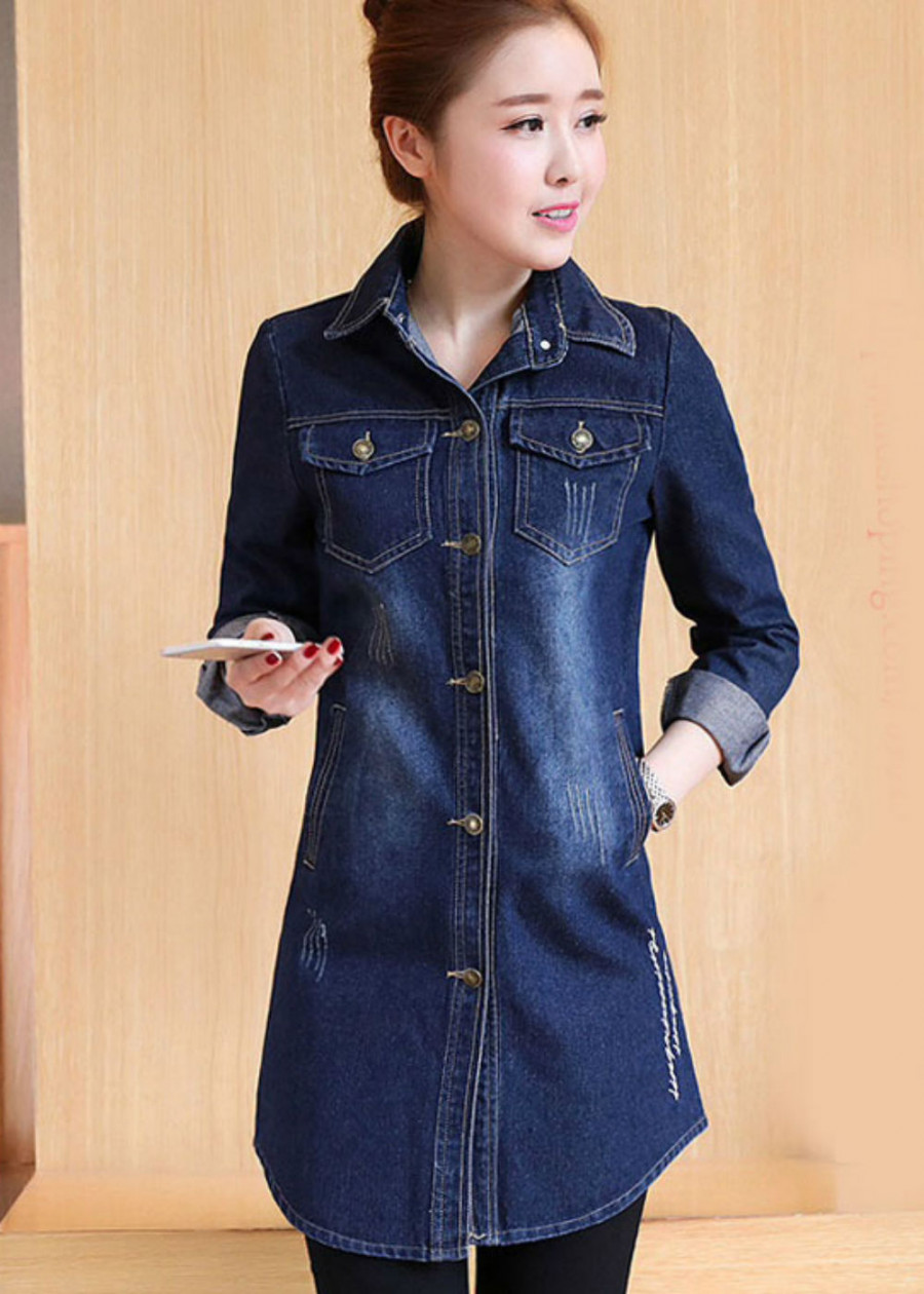 Áo Khoác Jeans Nữ Dáng Dài AK606 - Xanh