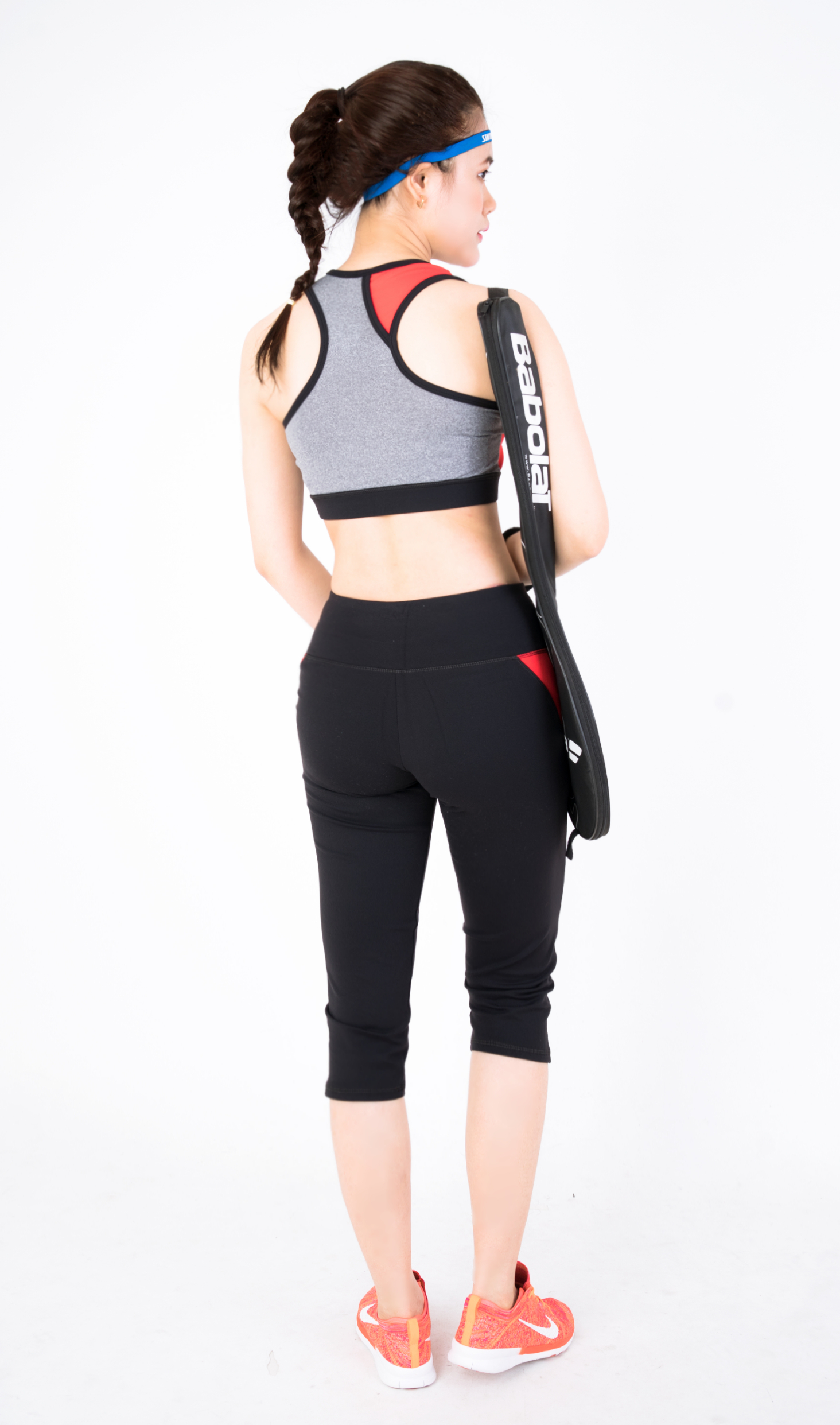 Bộ tập thể thao nữ quần lửng áo bra Xanh Đen + Đỏ Cam