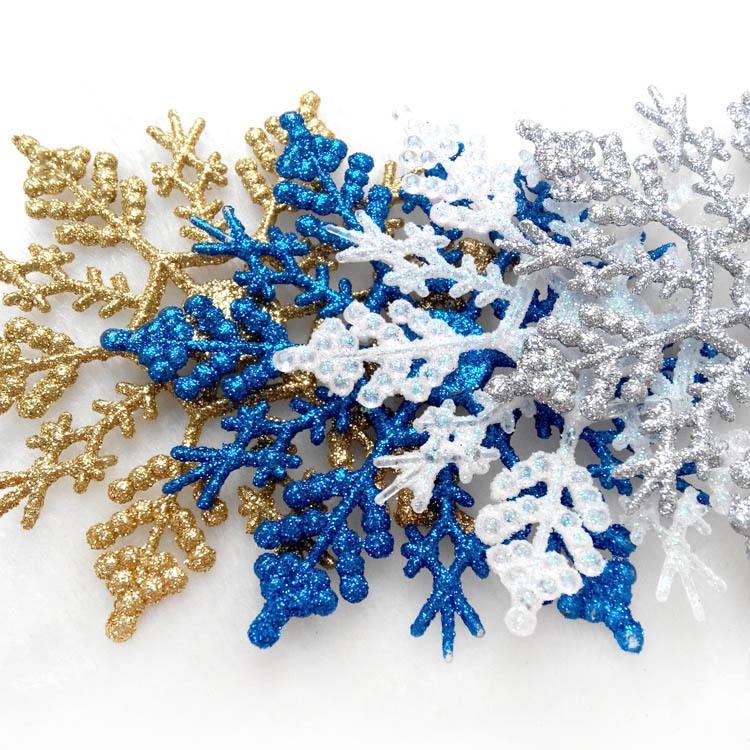 12Pcs New Glitter Snowflake Christmas Ornaments Xmas Tree Hanging Decoration HB