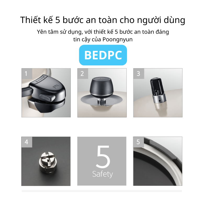 Nồi áp suất nhôm Hard Anodizing IH hiệu PN BEDPC-06(IH) [3.5L] - Hàng chính hãng