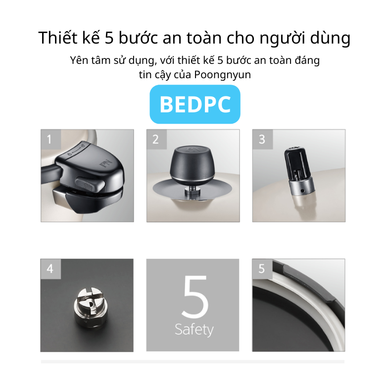 Nồi áp suất nhôm Hard Anodizing IH hiệu PN BEDPC-06 - Hàng chính hãng