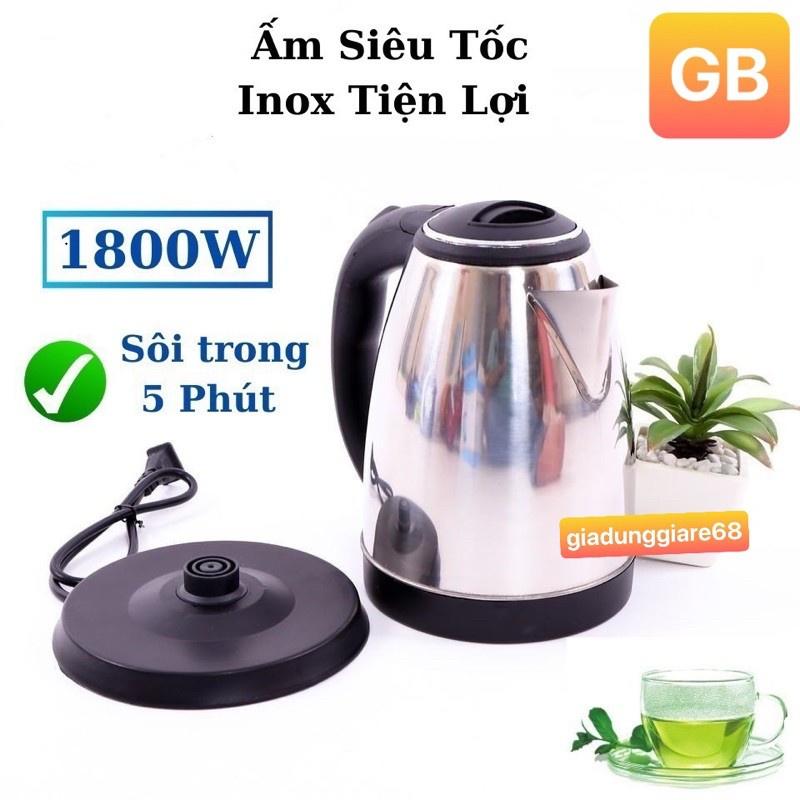 Ấm Siêu Tốc Đun Nước Electric Kettle, Bình Nấu Nước Siêu Nhanh 1.8 Lít Inox An Toàn Cho Gia Đình Lỗi 1 Đổi 1.