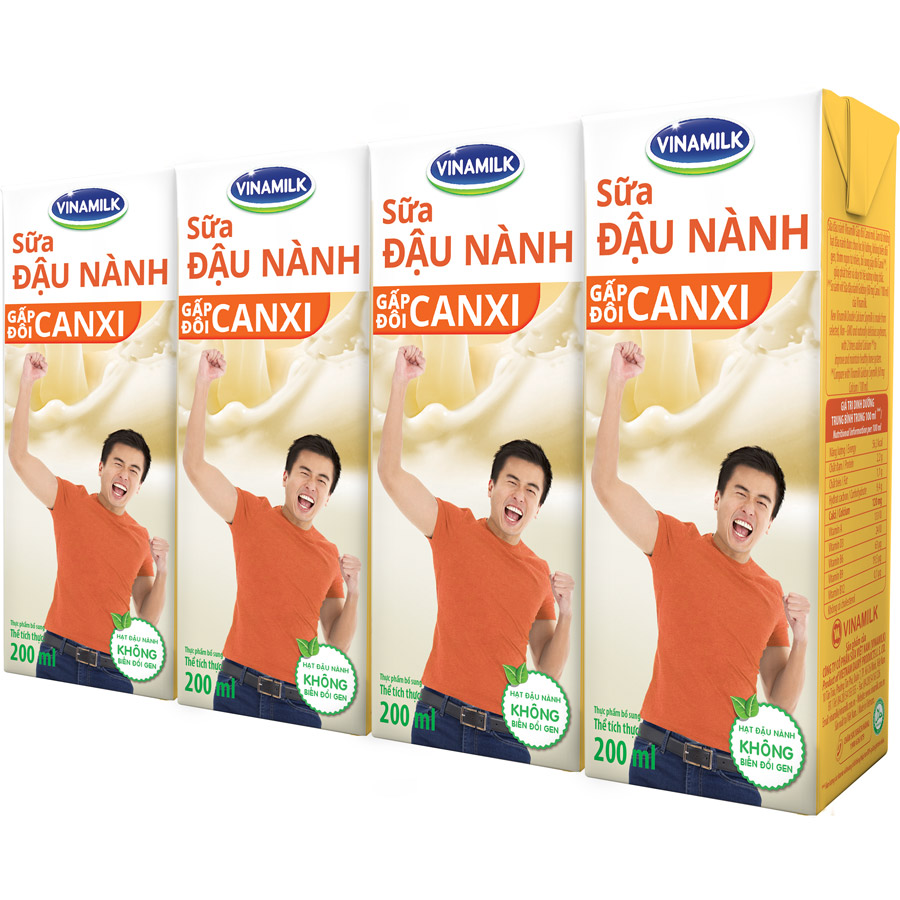 Thùng 48 Hộp Sữa Đậu Nành Vinamilk Gấp Đôi Canxi Có Đường (200ml)