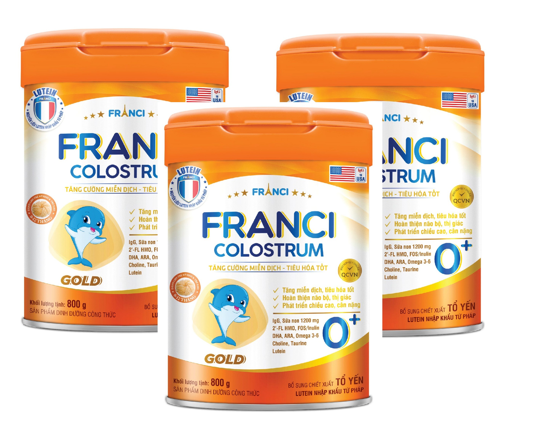 Combo 3 lon Sữa công thức FRANCI COLOSTRUM GOLD 0+ lon 800g – Tăng cường miễn dịch – đề kháng khỏe mạnh