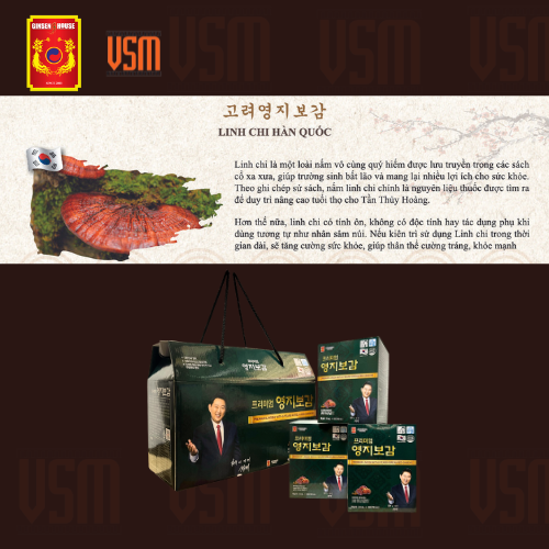 VSM - Ginseng House - Chiết Xuất Linh Chi Và Hồng Sâm Hàn Quốc 6 Năm Tuổi - Hộp 30 gói 