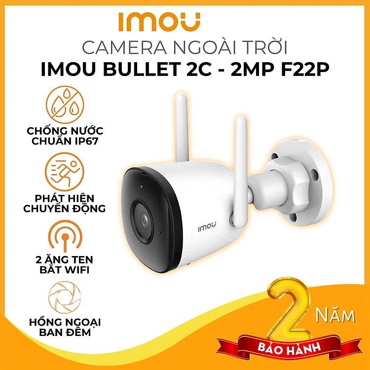 Camera IP Wifi imou ngoài trời F42/F22 Bullet 2/2C/2E 4MP, Theo dõi chuyển động, Quay Màu ban đêm - Hãng chính hãng