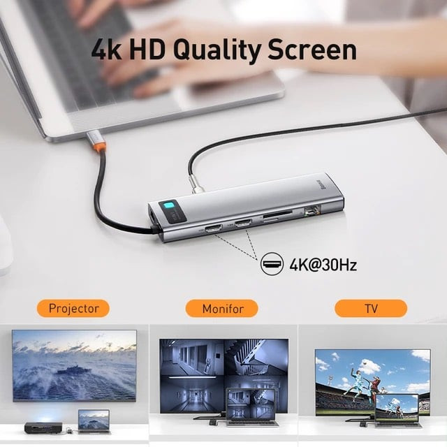 Bộ Hub Mở Rộng Đa Năng Baseus Metal Gleam Multifunctional Gen2 Cho Macbook/ Laptop/iPad/ Smartphone / Tablet (Gen2 New Upgrade Edition) Hàng chính hãng