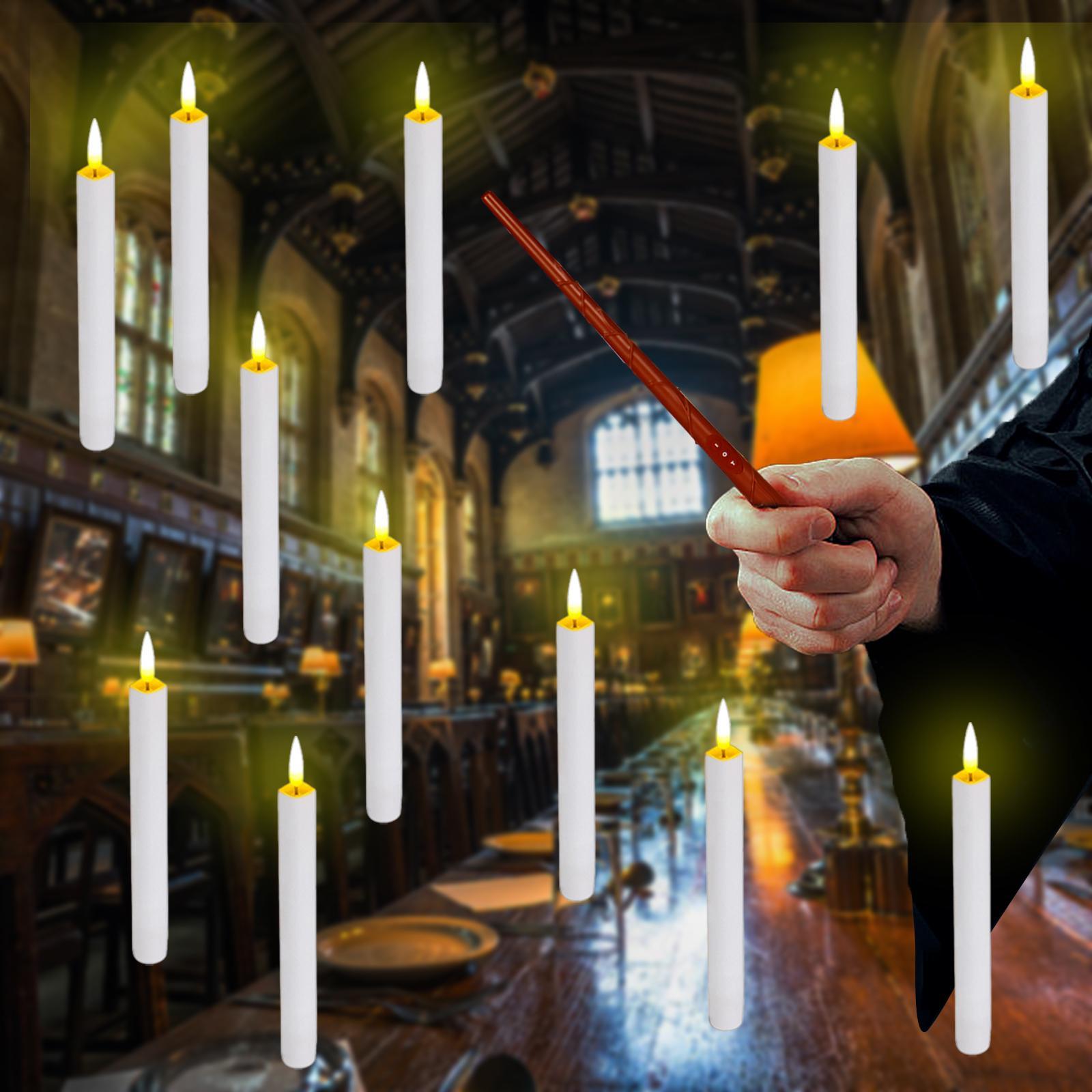 12 Pieces Flameless Floating Candles Ornament LED Electric Candles Hanging Candles for Halloween Festival Table Decoration