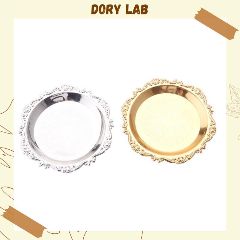 Khay Kim Loại Đựng Nến, Đĩa Tròn Phụ Kiện Decor Chụp Ảnh Phong Cách Cổ Điển - Dory Lab