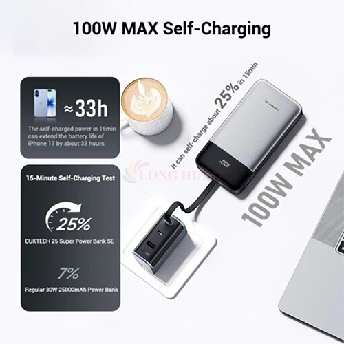 Sạc dự phòng Cuktech 25 SE Power Bank Bank 25000mAh 120W LPB252N - Hàng chính hãng