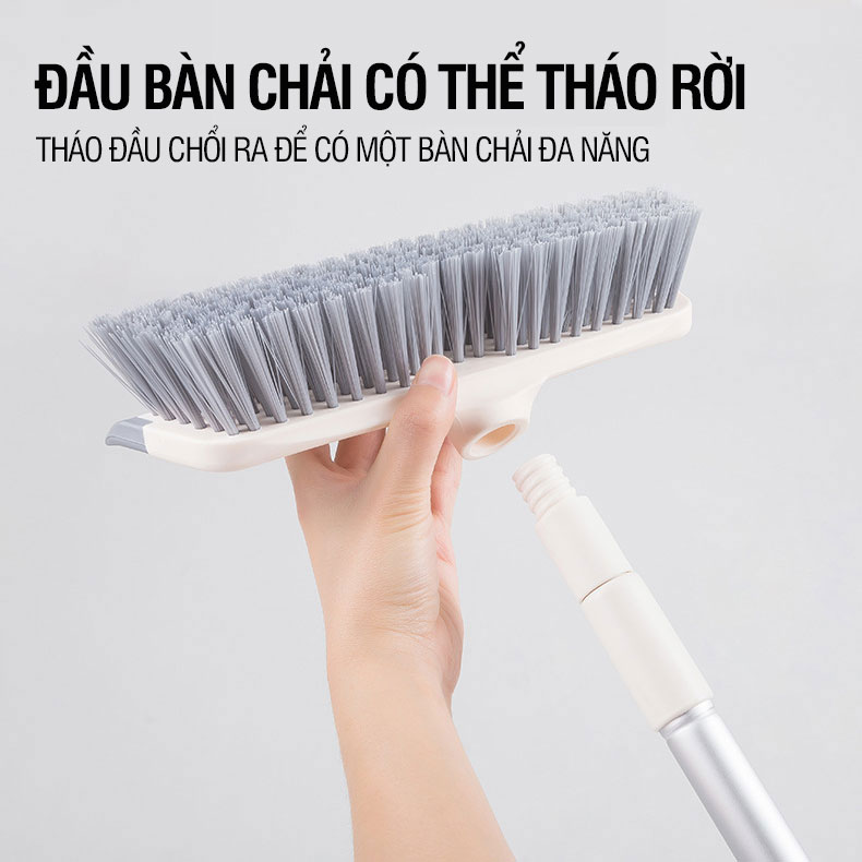 Cây chà sàn nhà tắm Kitimop-Z1 chổi cọ sàn và gạt nước đa năng 2 trong 1, cán hợp kim nhôm tăng giảm chiều dài 65-125cm