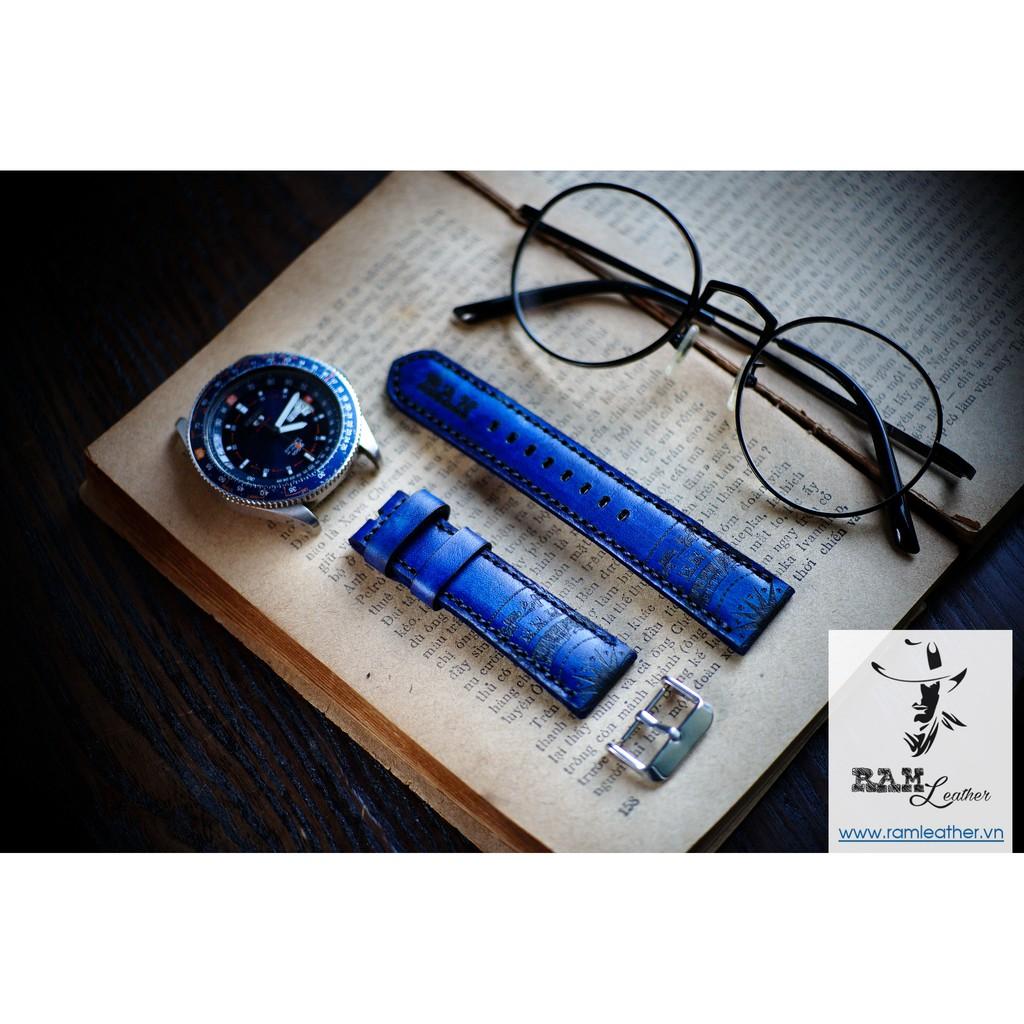 DÂY ĐỒNG HỒ TRỐNG ĐỒNG DA BÒ Ý XANH NAVY - RAM TRỐNG ĐỒNG NAVY - ĐỦ SIZE