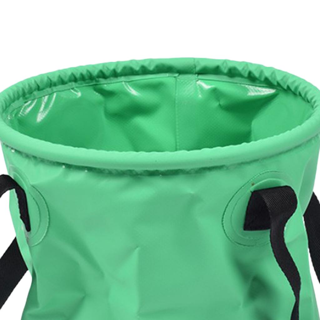 Outdoor Collapsible Water Bucket Carrier Leakproof Folding Pail Green 10L
