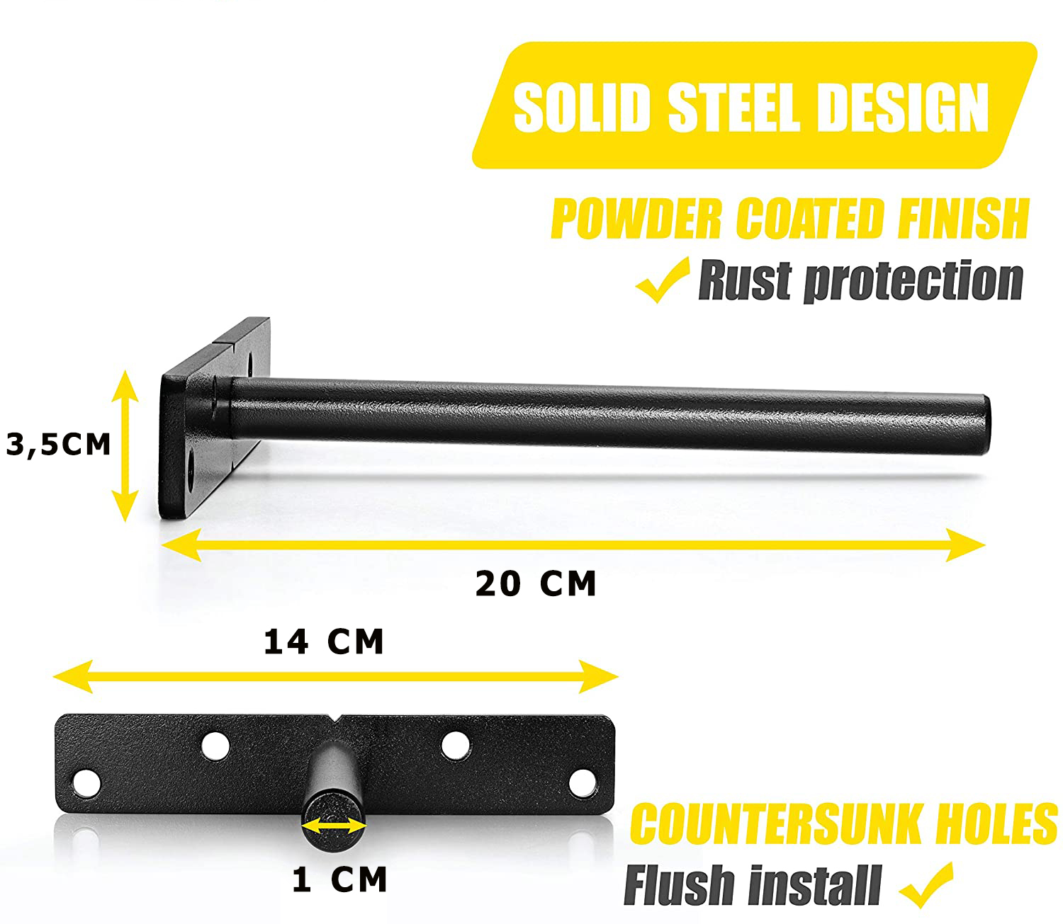 Bộ 2 chốt âm chữ T, bas âm đỡ kệ treo tường bằng thép đặc 20cm kèm phụ kiện vít tắc kê – Hàng chính hãng