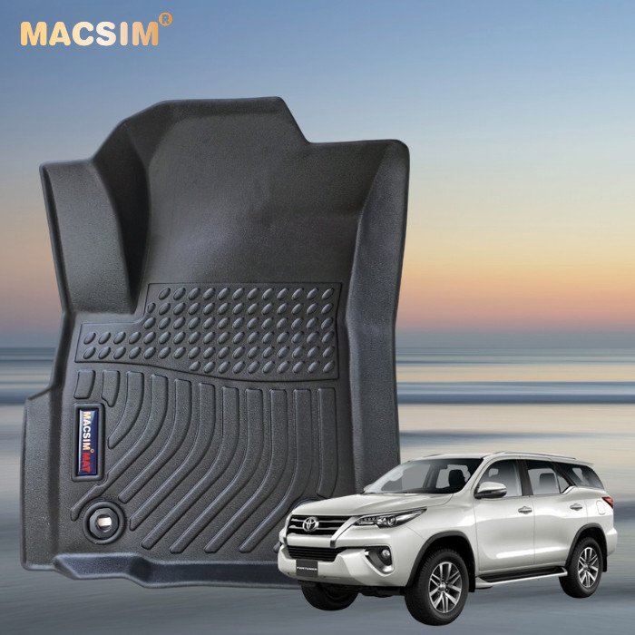Thảm lót sàn xe ô tô Toyota Fortuner / Innova 2017-nay Nhãn hiệu Macsim chất liệu nhựa TPE cao cấp màu đen
