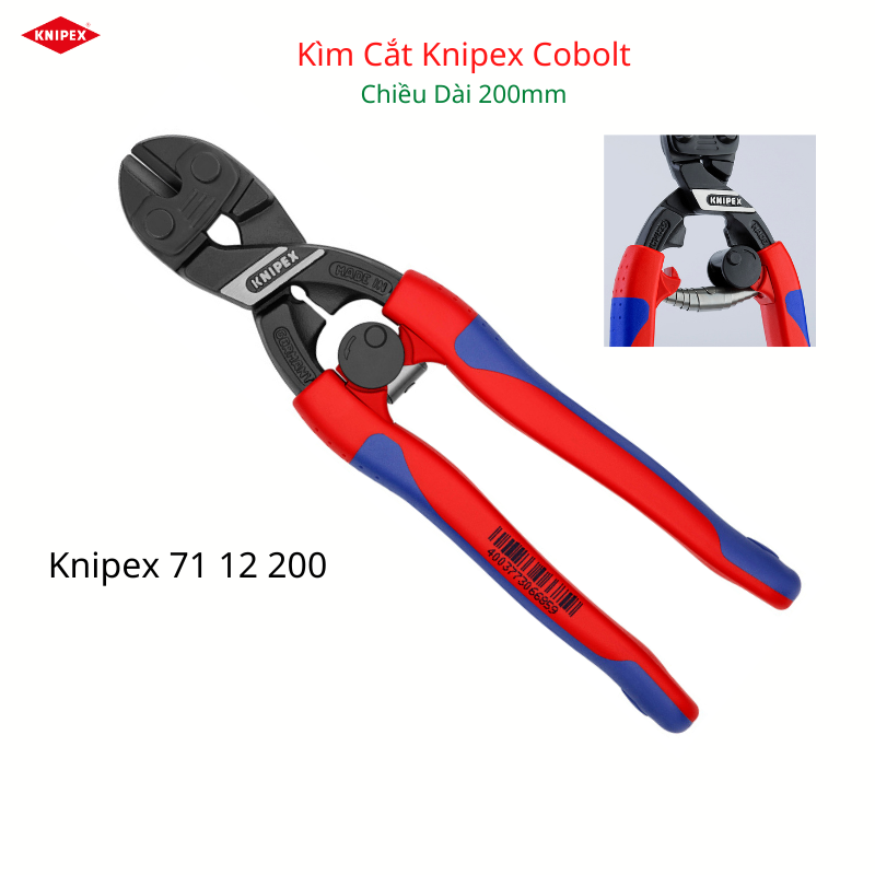 Kìm Cắt Knipex CoBolt Lưỡi Cắt 64 HRC Tay Cầm Êm Chiều Dài 200mm 71 02 200 - 71 12 200