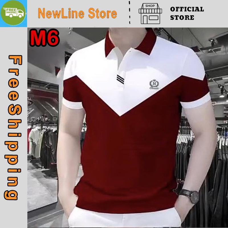 Áo PoLo Nam Cổ Tim MIX 2 Màu Kiểu Dáng Sang Trọng Hàng Cao Cấp   Menswear Có Cổ Ngắn Tay Shirt. - Vai Đen Thân Trắng, Vai Đen Thân Trắng