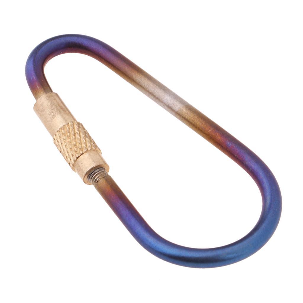 Titanium Keychain Carabiner D- Buckle Screw Gate Keyring Outdoor Sports