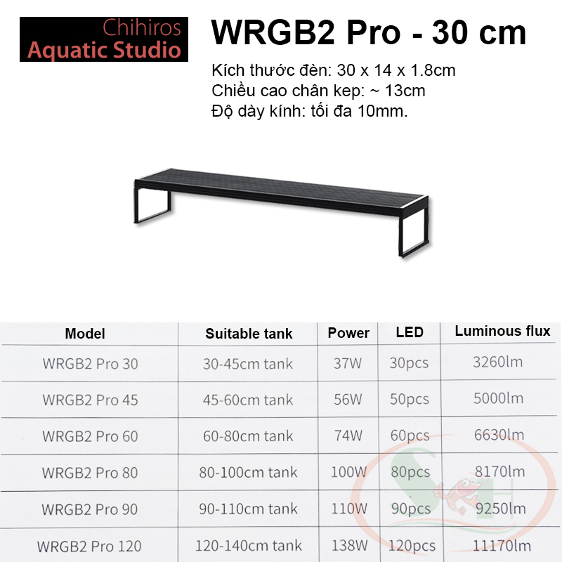 Đèn led Chihiros WRGB 2 Pro 30, 45, 60, 80, 90, 120 cm wrgb2 quang phổ trồng cây bể thủy sinh cá tép