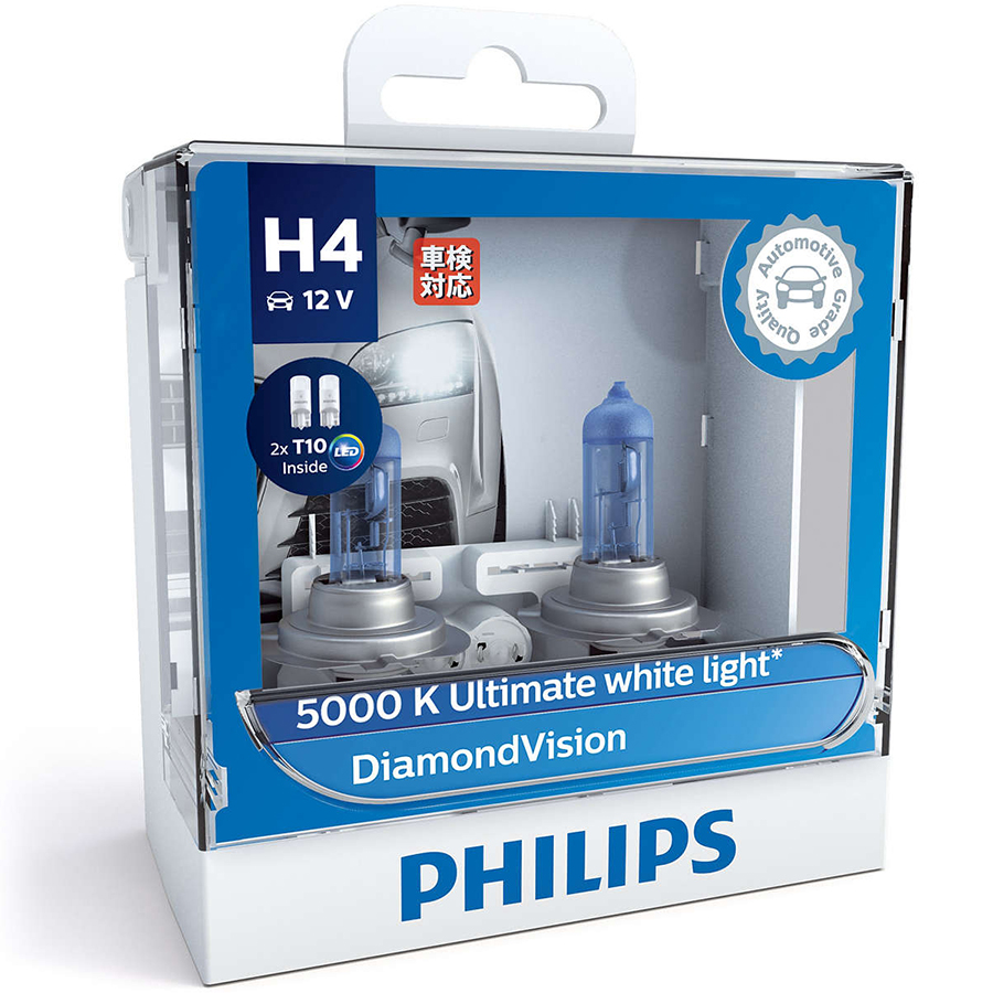 Hộp 2 Bóng Đèn Pha Xe Hơi Philips DiamondVision H4 12342DVSL 12V 60/55W 5000K - Hàng Chính Hãng