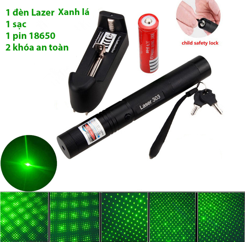 Đèn Chiếu Tia Laser 303 Tia Xanh / Tia Đỏ Cầm Tay Ánh Sáng Mạnh