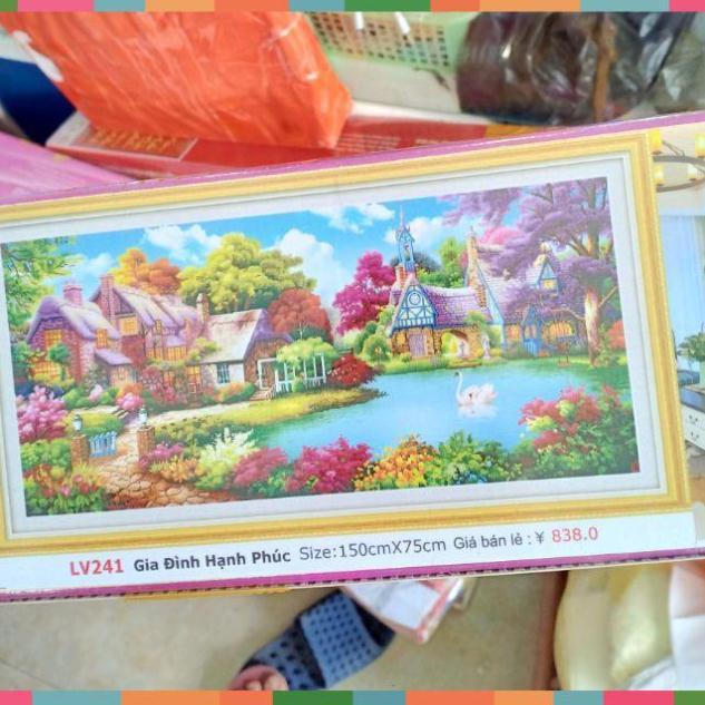 Tranh đính đá Ngôi nhà hạnh phúc kt 150*75cm