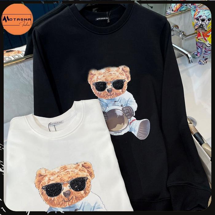 Áo thu đông nam dáng ôm, Áo sweater cao cấp chất đẹp in Gấu Đeo Kính mã NZ655