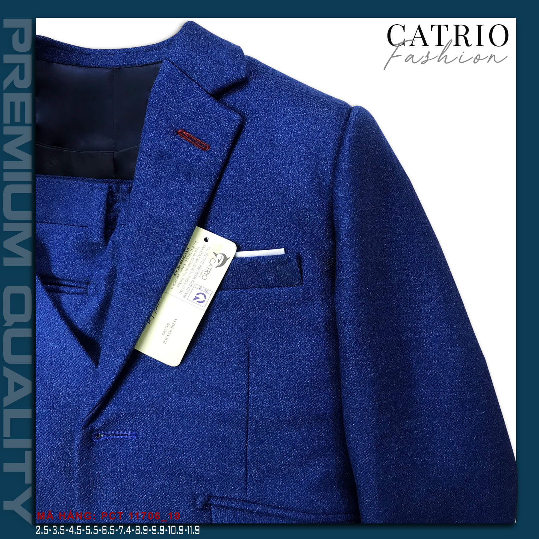 BỘ VEST BÉ TRAI CATRIO PCT11706/19 LÀ BỘ COMPLET TRẺ EM từ 2 tuổi đến 11 tuổi  phù hợp ngày lễ tết, tiệc cưới thuộc BST quần áo complet veston trẻ em CATRIO mùa thu đông 2021