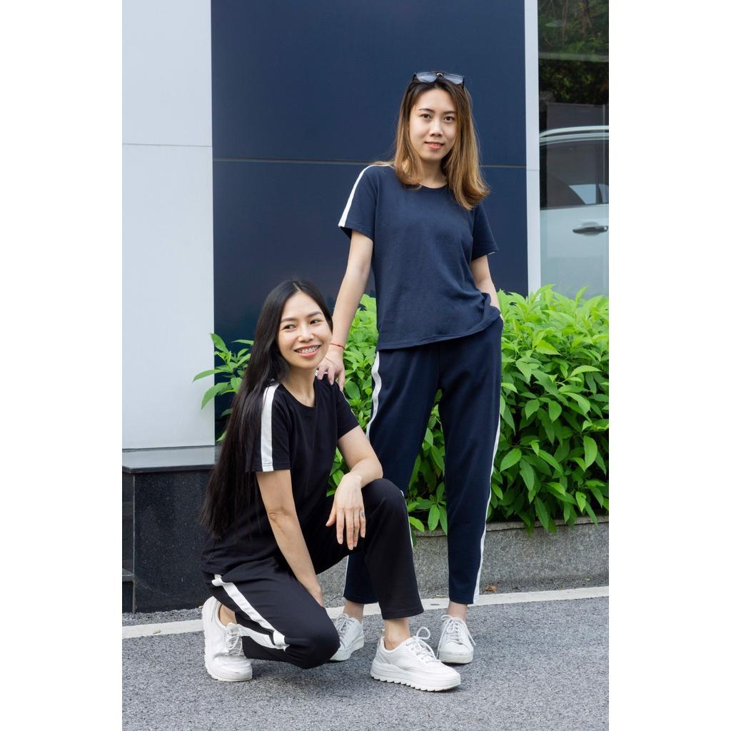 Bộ mặc nhà nữ SAYME bộ cotton thể thao mềm mịn co giãn 4 chiều cổ tròn và cổ tim WBST0019, WBST0021