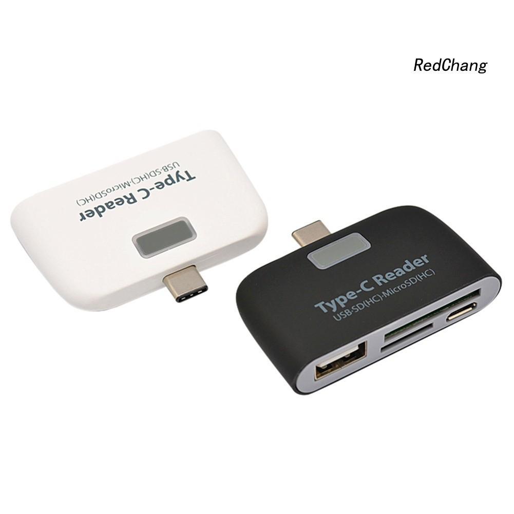 -SPQ- Universal Type C to USB 3.0 OTG Hub Adapter SD/TF Micro SD Memory Card Reader