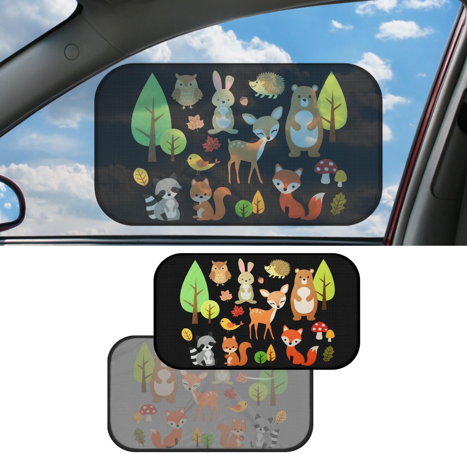 2 Pieces Car Window Sun Shades Fit Car Side and Rear Windows Privacy Curtain