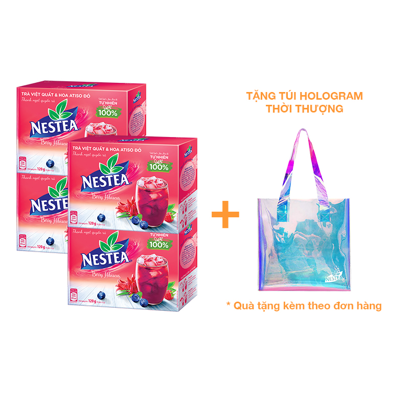 [Tặng Túi Hologram Thời Thượng] Combo 4 Hộp Trà Việt Quất và Hoa Atiso Đỏ NESTEA 10 gói x 12 g