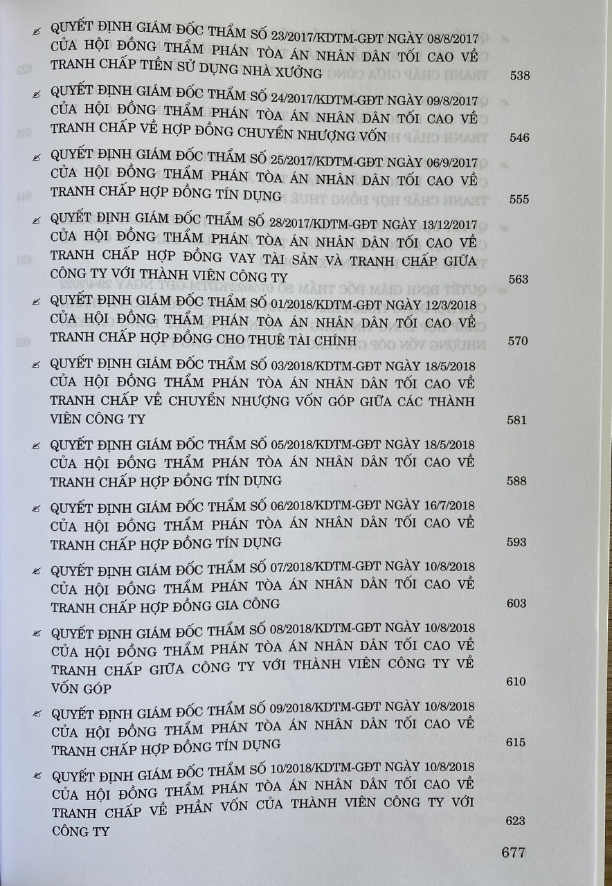 Tuyển Tập Các Quyết Định Giám Đốc Thẩm Của Hội Đồng Thẩm Phán Toà Án Nhân Dân Tối Cao Về Hình Sự, Dân Sự, Kinh Doanh Thương Mại (Từ Năm 2017- 2023)