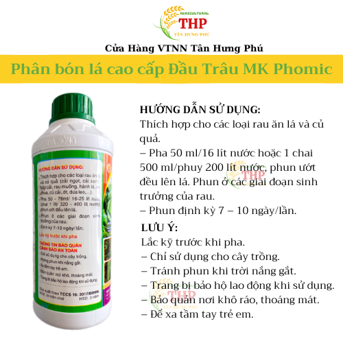 Phân bón Đầu trâu MK Phomic 10-5-5 | Phân bón Chuyên Rau | chai 1 lít