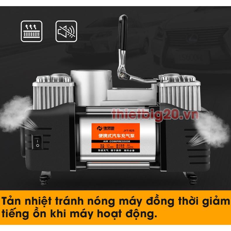 MÁY BƠM LỐP 2 XI LANH TỐC ĐỘ CAO, CÓ ĐÈN PIN, ĐỒNG HỒ CƠ