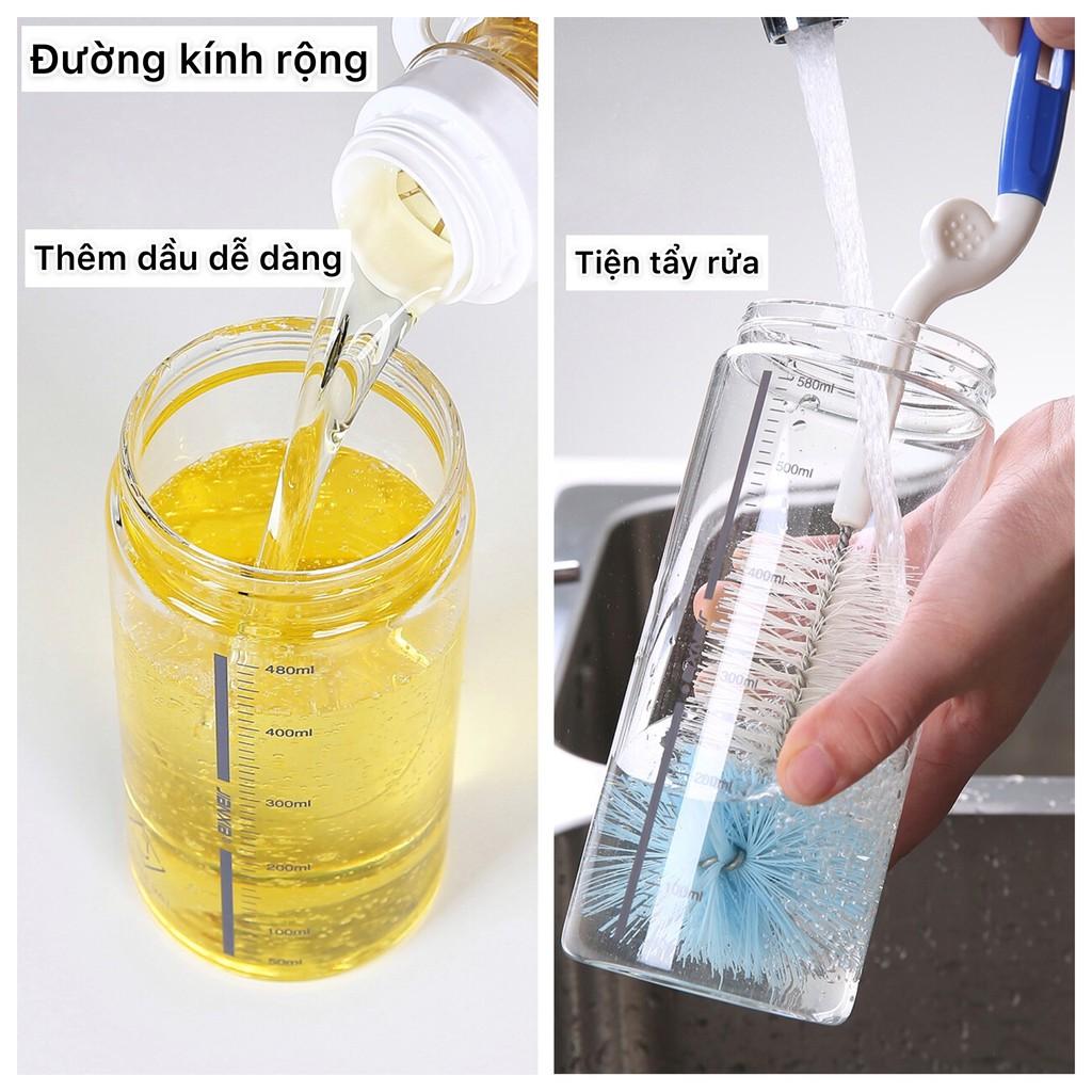 Bình đựng dầu ăn thông minh, thủy tinh borosilicate, bình đựng nước mắm, phong cách hiện đại