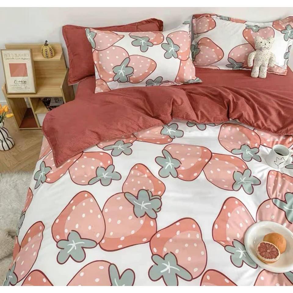 Bộ Chăn Ga Gối Tim Hồng Chấm Bi Chăn Ga Gối Nệm Cotton 3D Mềm Mịn - Mịn Decor