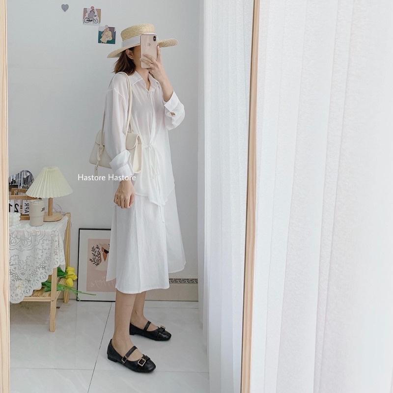 Sơ mi voan thắt eo