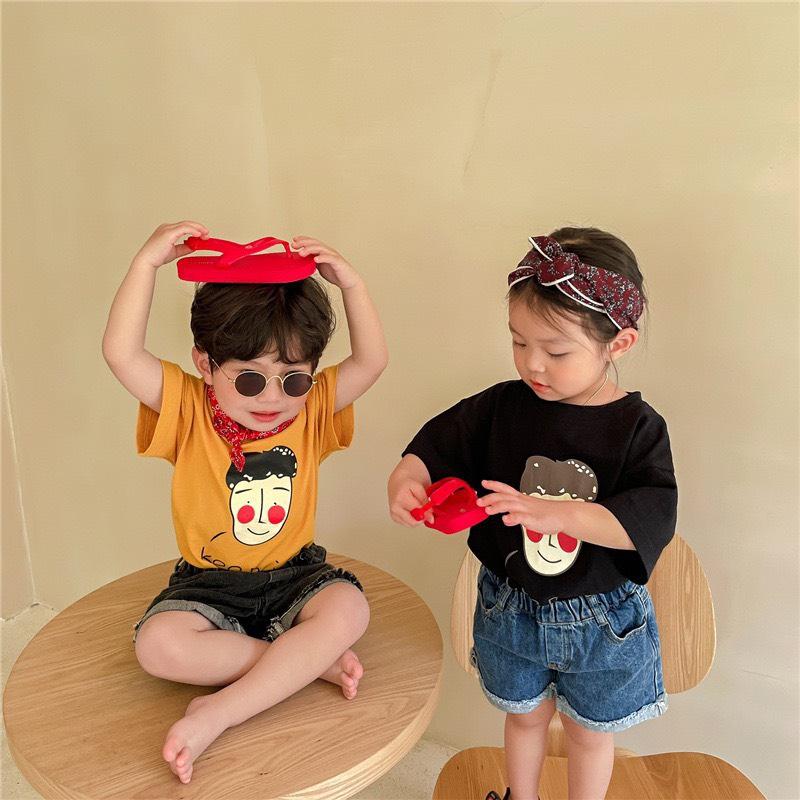 Áo thun tay ngắn cổ tròn in hình dễ thương cotton phong cách Hàn Quốc 10-30kg