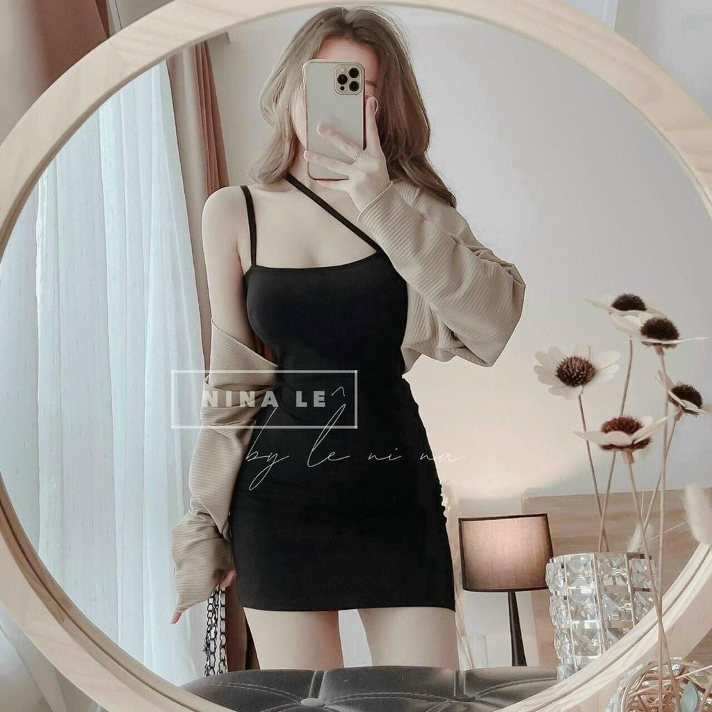 Set đồ nữ đẹp ̂ Set bộ váy ôm 2 dây sexy kèm áo khoác thời trang