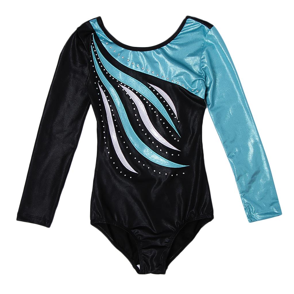 Kid Girl Leotard Ballet Dance Costume Long Sleeve Bodysuit Unitard Dancewear